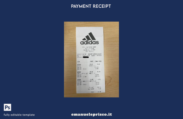 modello di ricevuta di pagamento Adidas USA stile verificato